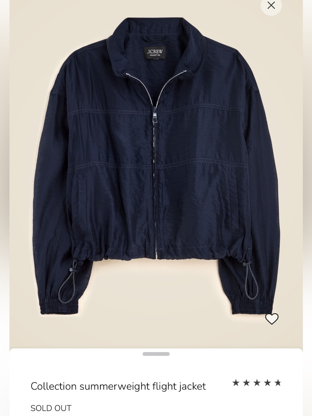 J. Crew Summerweight Flight Jacket Sheer Bomber